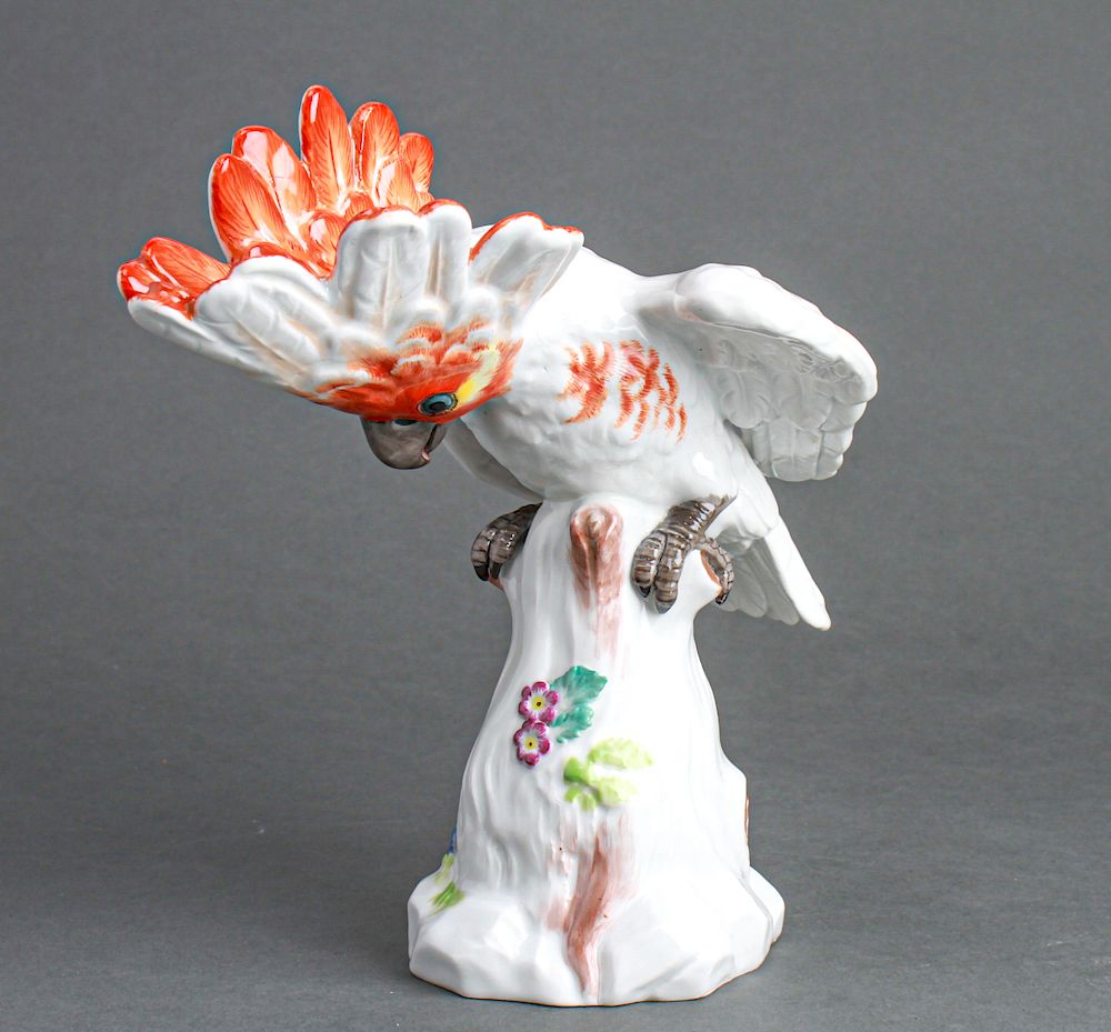 Appraisal: Meissen Cockatoo Porcelain Figurine Sculpture Meissen hand painted porcelain cockatoo