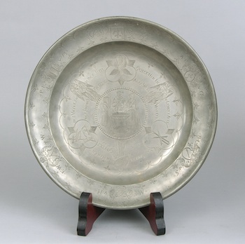 Appraisal: A Large Dutch Pewter Baptismal Bowl Dated A large pewter