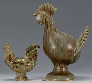 Appraisal: Southern Folk Pottery Roosters Meaders Moore st item Reggie Meaders