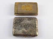 Appraisal: A Finnish silver cigarette case with samorodok finish and amethyst