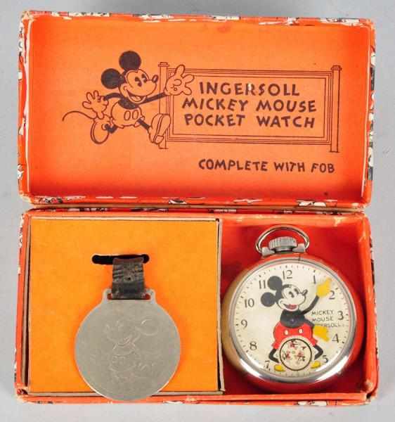 Appraisal: Ingersoll Disney Mickey Mouse Pocket Watch Description Working Includes original