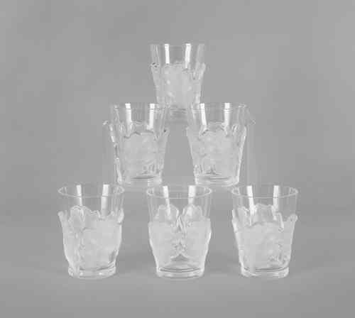 Appraisal: Set of six Lalique frosted and clear glass tumblers with