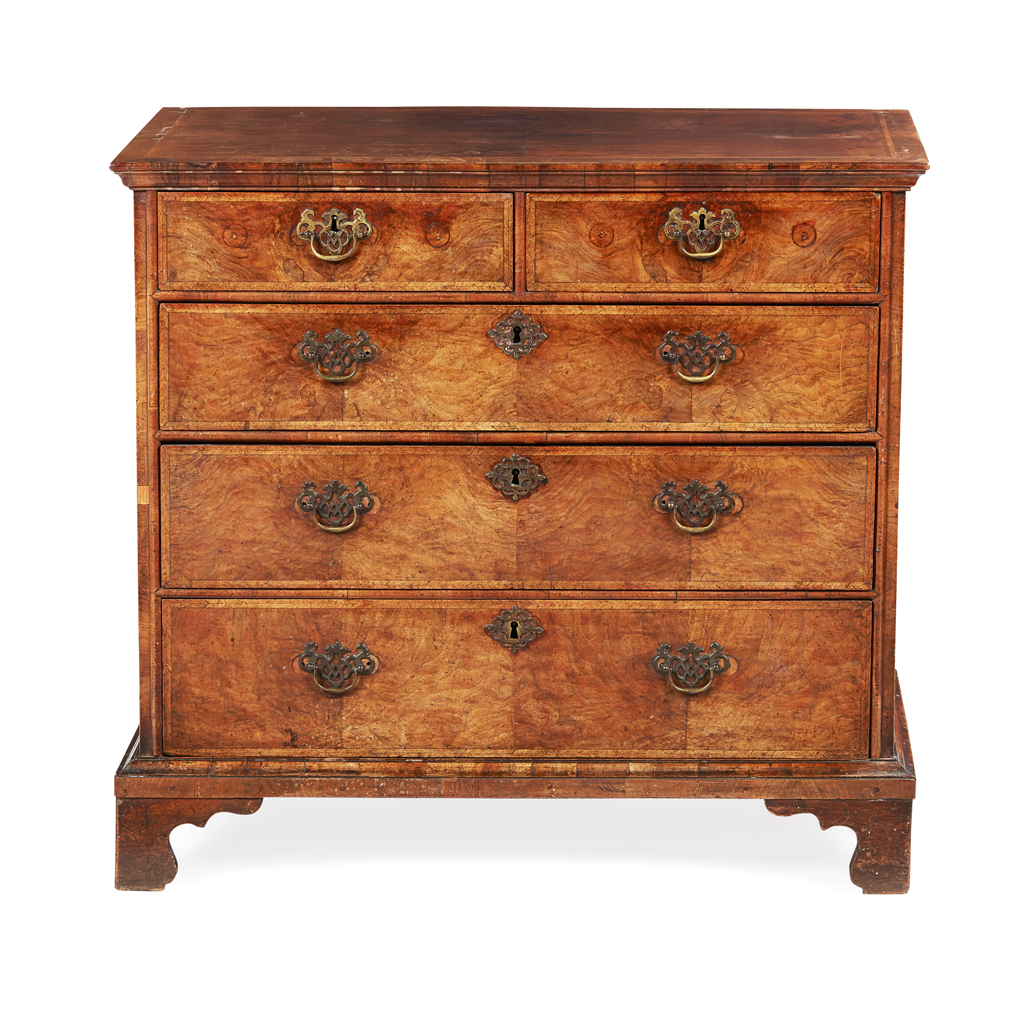 Appraisal: QUEEN ANNE WALNUT CHEST OF DRAWERS EARLY TH CENTURY the