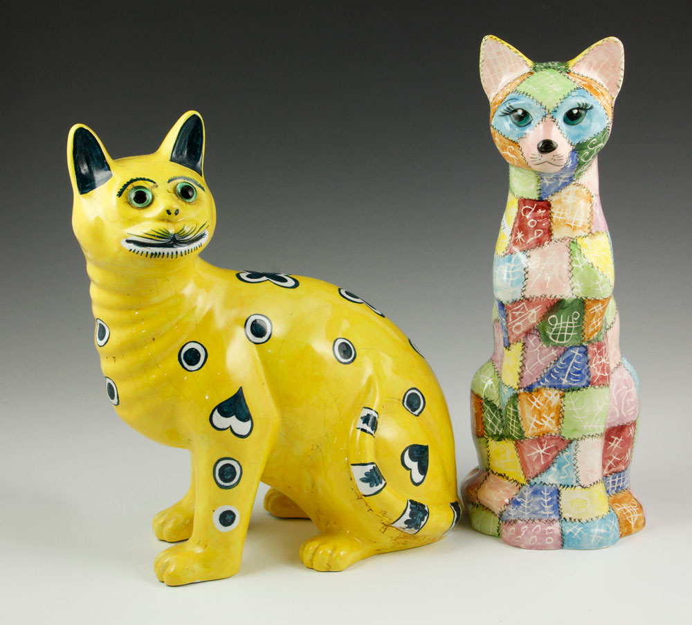 Appraisal: - Cat Statues Lot of two cat statues marked Italy