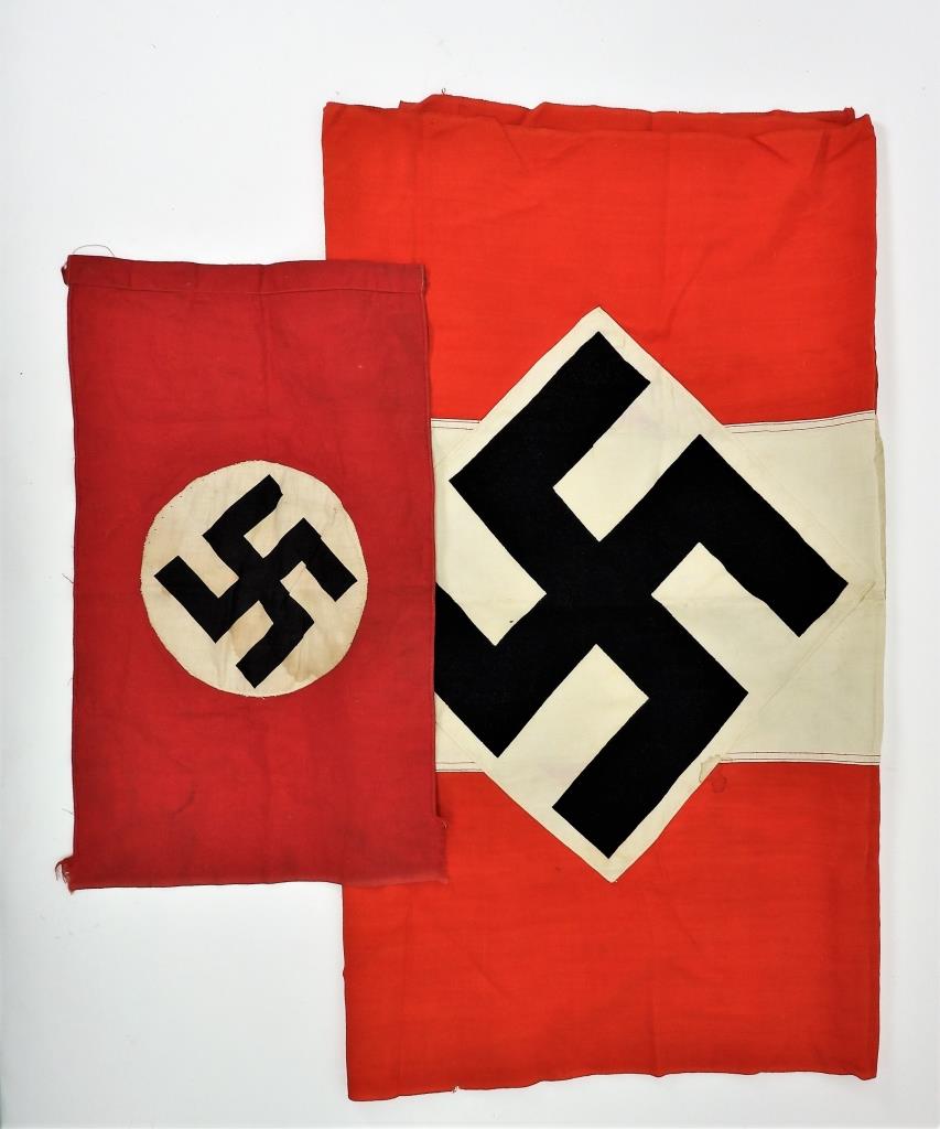 Appraisal: TWO WWII GERMAN BANNERS Germany A Hitler Youth banner with