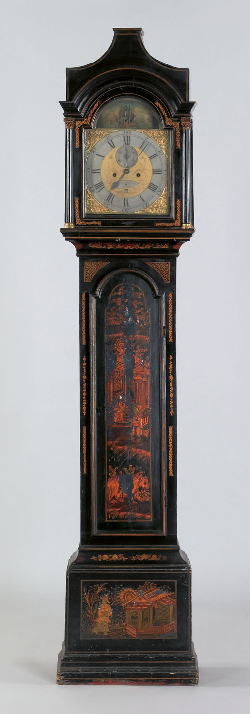 Appraisal: George II Japanned tall case clock ca the eight day