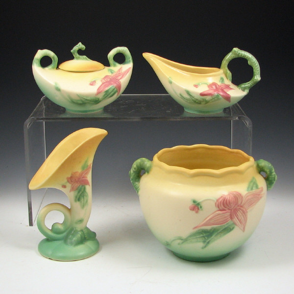 Appraisal: Hull Woodland Post- Matte - Sugar Creamer Lot of four