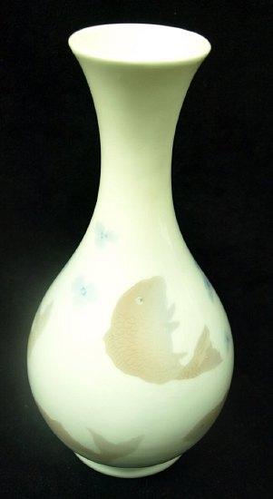 Appraisal: A Danish pear shaped vase decorated seven goldfish cm high