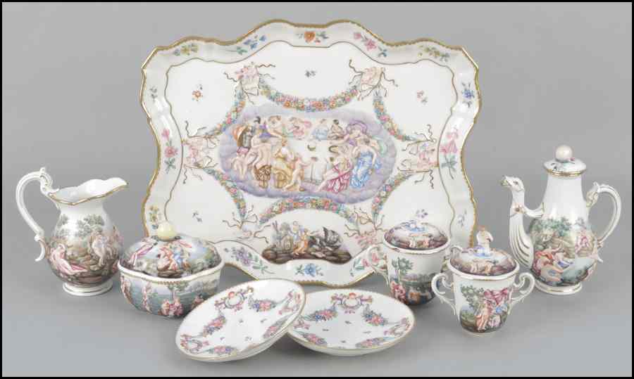 Appraisal: CAPODIMONTE PORCELAIN TEA SERVICE Comprised of a teapot creamer sugar