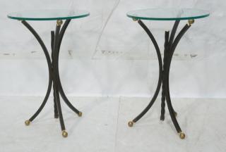 Appraisal: Pr Arturo Pani Style Small Iron Glass Top Tables Three