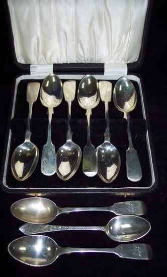 Appraisal: A set of six fiddle pattern teaspoons James and Josiah