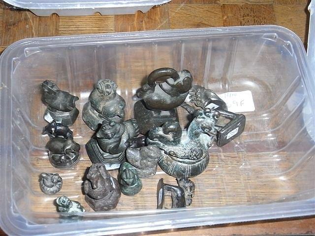 Appraisal: FIFTEEN VARIOUS OPIUM WEIGHTS in the form of animal figures