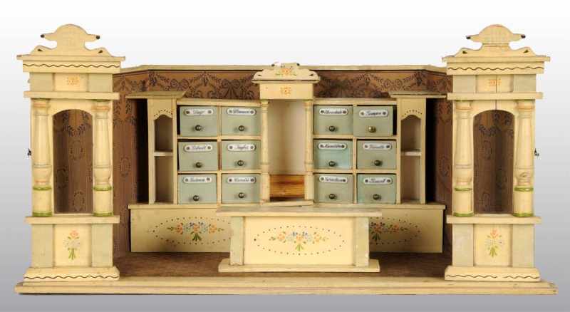 Appraisal: General Store Dollhouse Description Early s Original paint Beautiful drawers