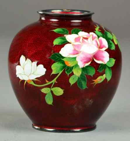 Appraisal: A Fine Japanese Cloisonn VaseFinely painted to depict lotus blossoms