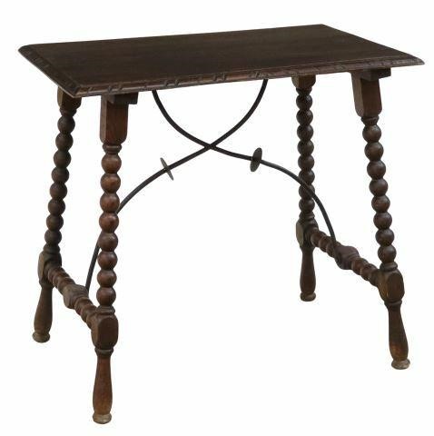 Appraisal: Spanish Baroque style table late th c rectangular top with