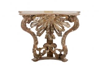 Appraisal: Continental Carved Polychromed Rococo Console Continental likely Italian mid th