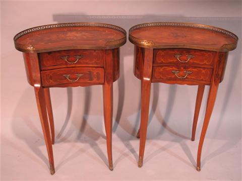 Appraisal: PAIR LOUIS XVI STYLE TABLES EN CHIFFONNIERE th century the