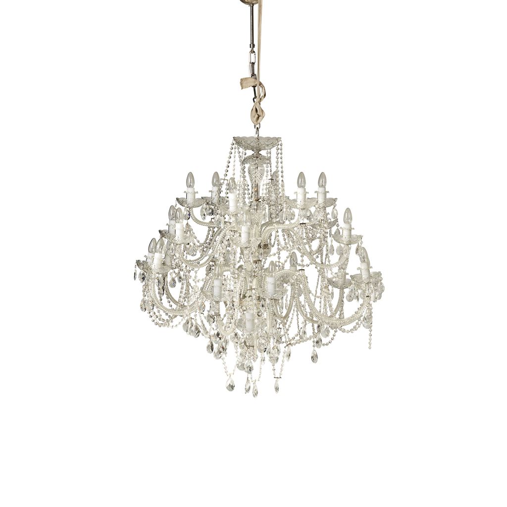 Appraisal: REGENCY STYLE TWENTY FOUR LIGHT GLASS CHANDELIER MODERN with two