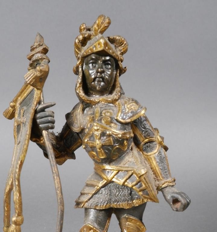 Appraisal: Gilt bronze knight figure about high on base Appears to