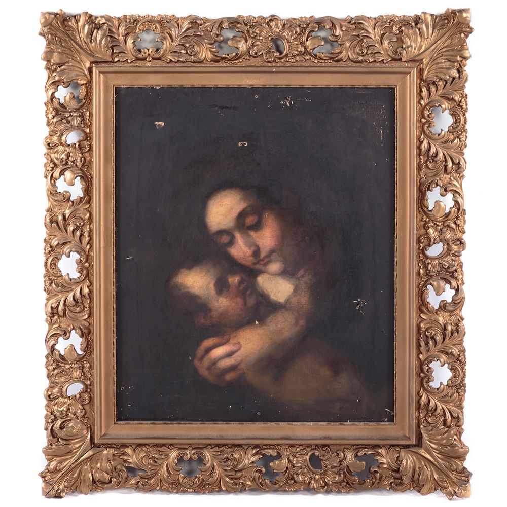 Appraisal: Continental School th c Madonna and Child oil Oil on