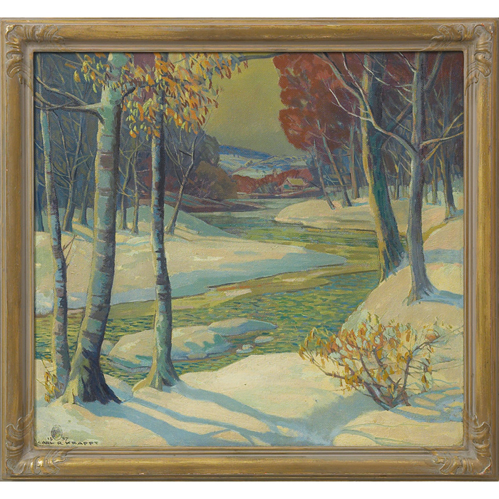 Appraisal: Carl R Krafft American - Winter Stream c oil board