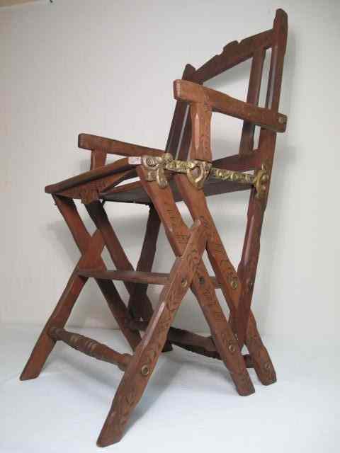 Appraisal: Eastlake style wood library ladder Ladder converts into library chair