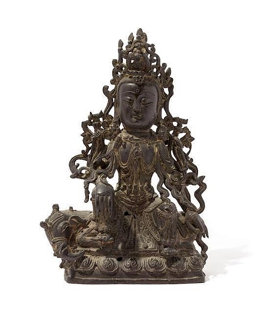 Appraisal: A Bronze Figure of Guanyin Height inches A Bronze Figure