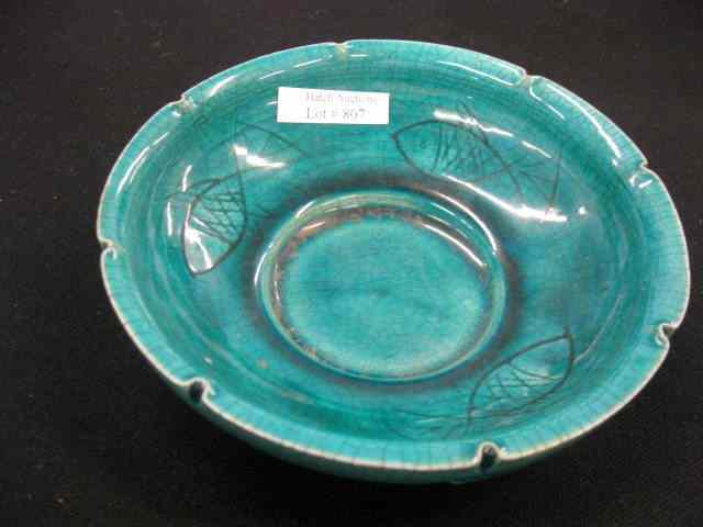 Appraisal: Chinese Junyao Bowl blue monochrome glaze dragon exterior fine interior