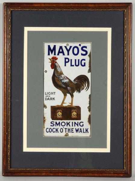 Appraisal: Porcelain Mayo's Plug Tobacco Sign Description Beautiful image of rooster