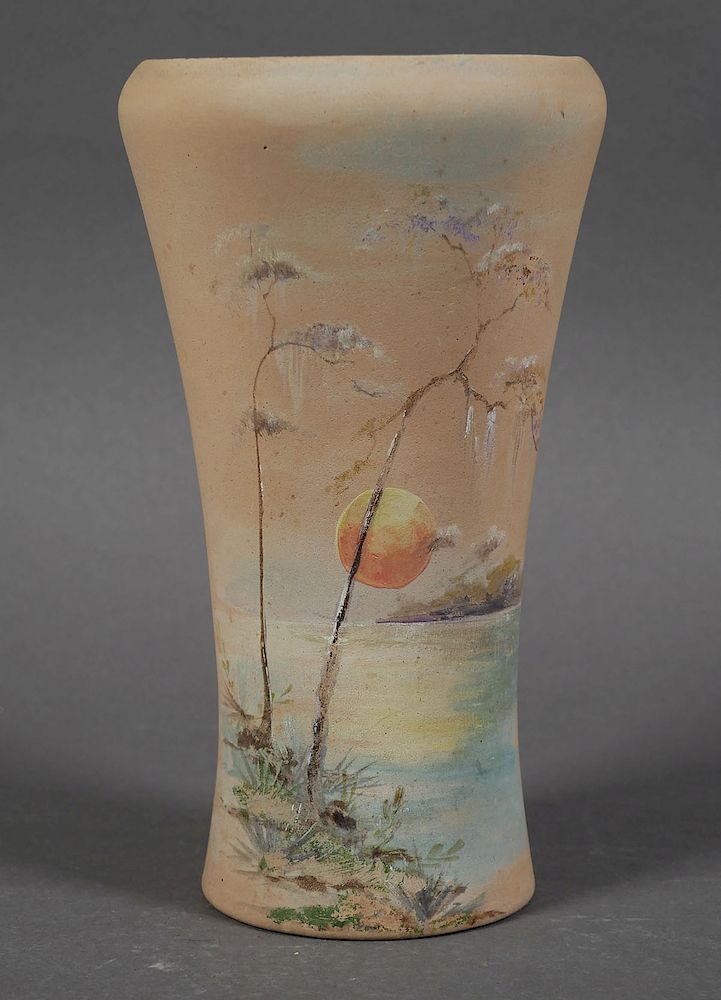 Appraisal: GRAACK POTTERY Lake Sunset Vase Florida Tapered vase with sunset