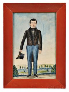 Appraisal: Jacob Maentel American - Portrait of a Gentleman Unsigned Watercolor