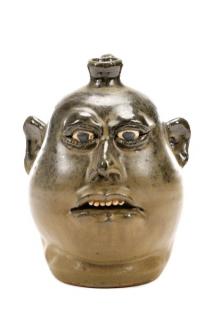 Appraisal: Signed Lanier Meaders Face Jug with Six Teeth Lanier Meaders