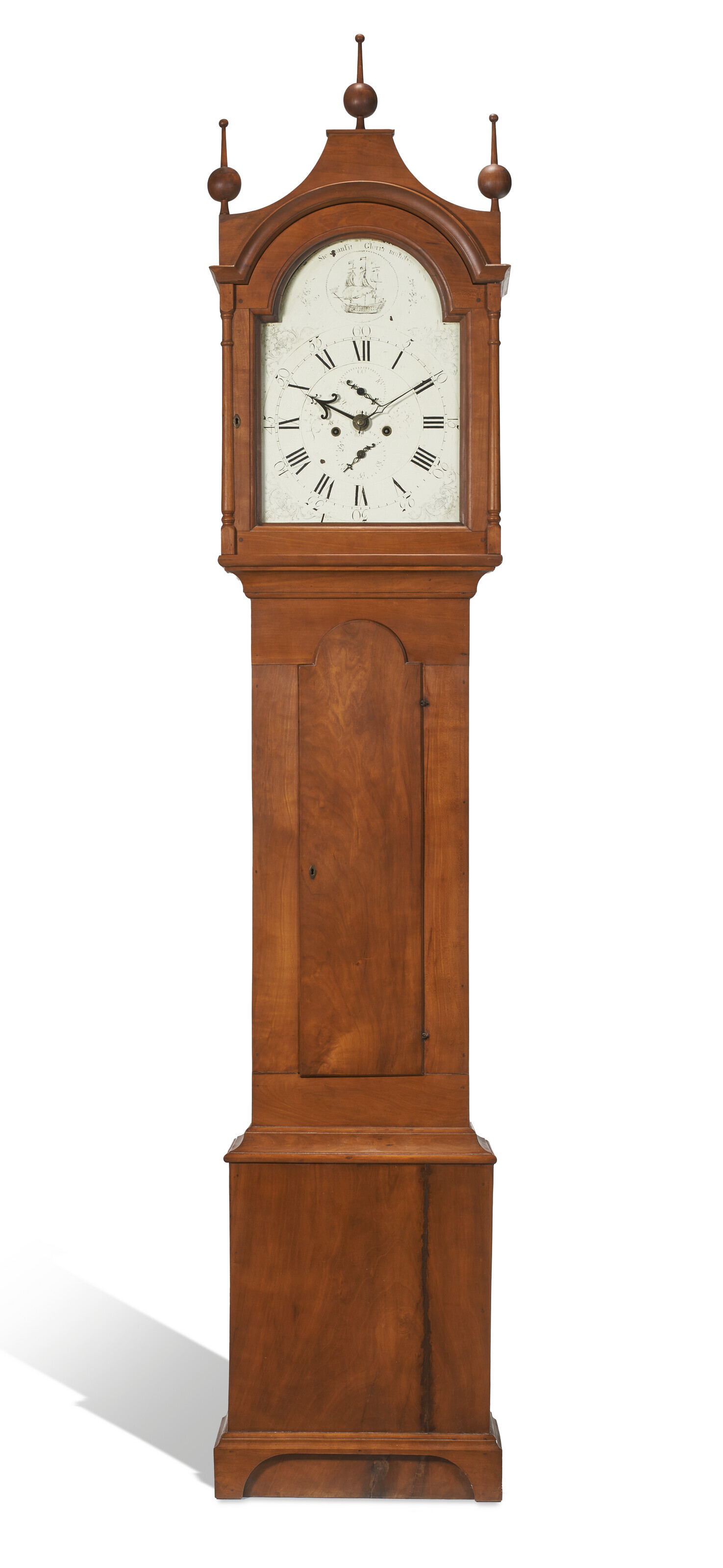 Appraisal: THE CAPTAIN ABRAHAM GARDINER FEDERAL CHERRYWOOD TALL-CASE ALARM CLOCK WORKS