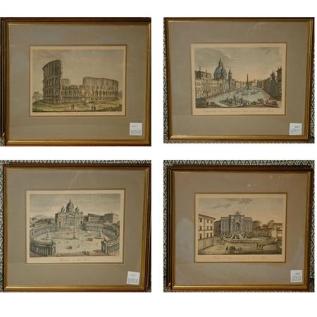 Appraisal: Artist Unknown VIEWS OF ROME Four hand-colored engravings Estimate -