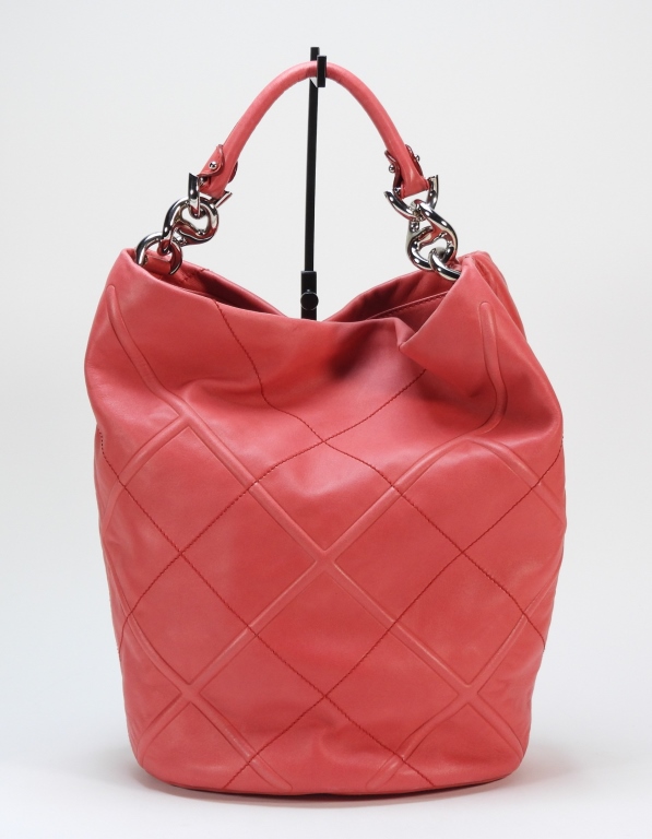 Appraisal: SALVATORE FERRAGAMO RASPBERRY NAPPA LEATHER BAG Single handled quilted raspberry