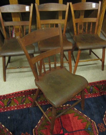 Appraisal: SET OF SIX COUNTRY SPINDLE-BACK DINING CHAIRS American th century