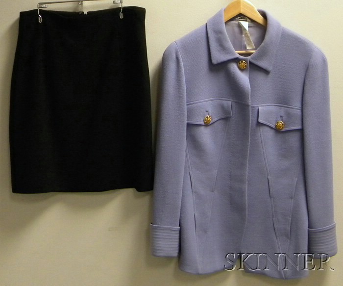 Appraisal: Two Woman's Gianni Versace Wool Items a periwinkle jacket size