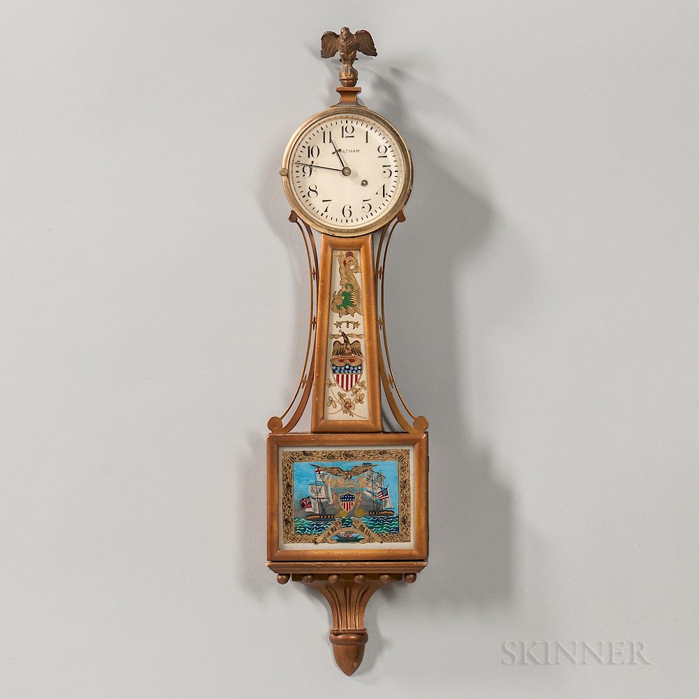 Appraisal: Miniature Waltham Banjo Timepiece Miniature Waltham Banjo Timepiece Waltham Massachusetts