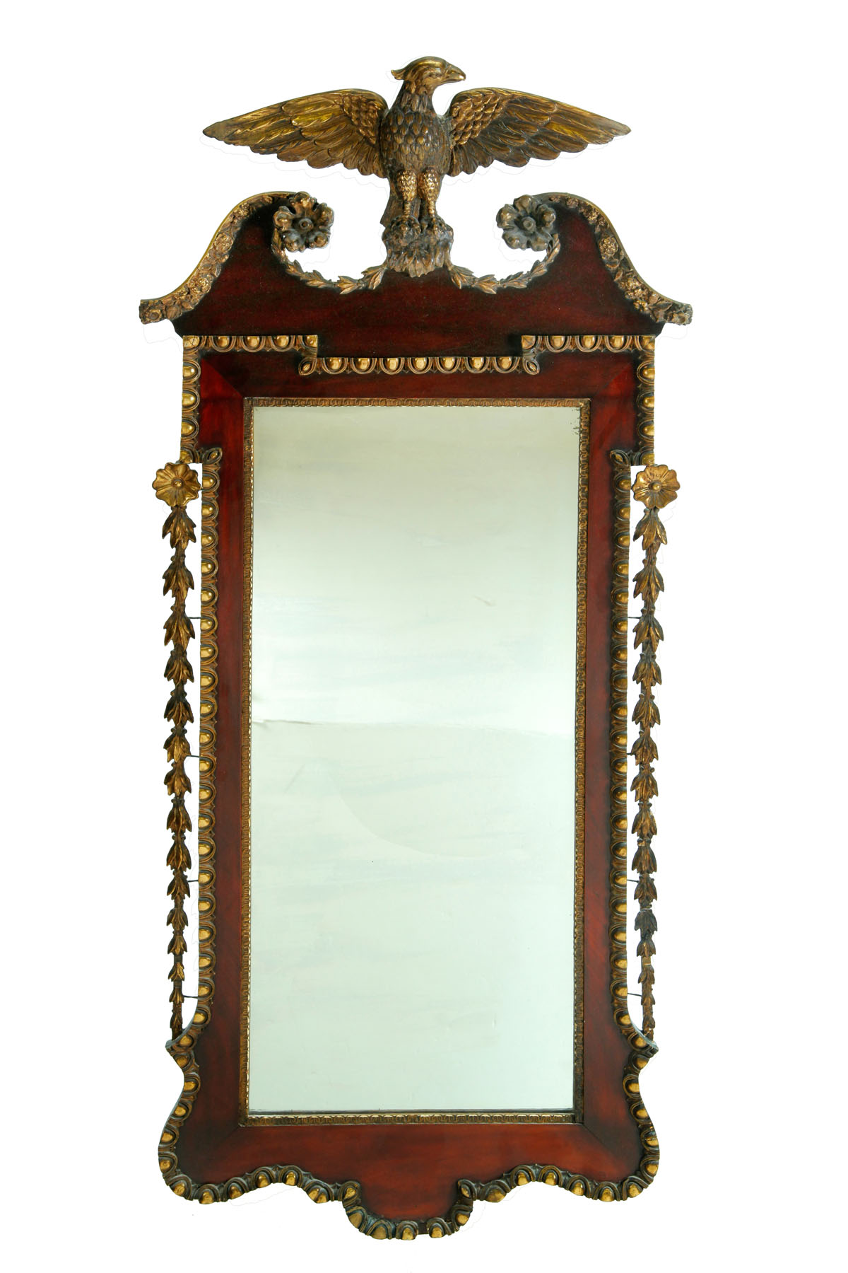 Appraisal: FEDERAL STYLE MIRROR American nd half- th century mahogany veneer