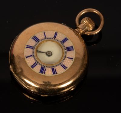 Appraisal: A lady's k gold half-hunter pocket watch with enamel dial