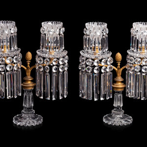 Appraisal: A Pair of French Gilt Bronze and Cut Glass Two-Light