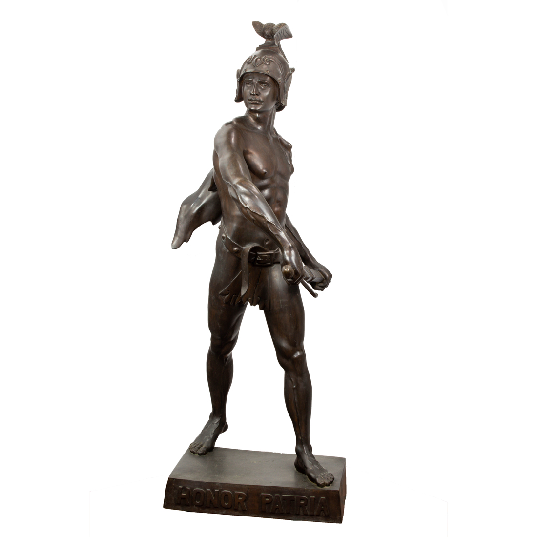 Appraisal: AN IMPOSING PATINATED BRONZE FIGURE OF ROMAN WARRIOR An imposing