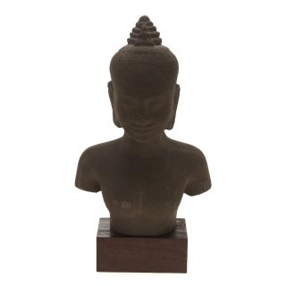 Appraisal: Antique Cambodian stone Buddha Antique Cambodian stone Buddha Possibly Khmer