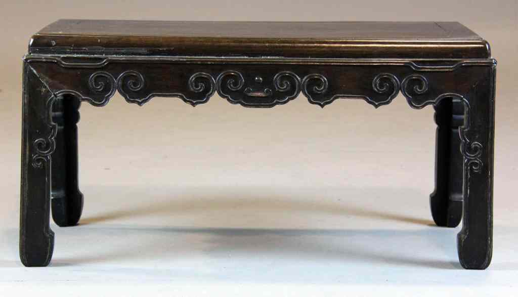 Appraisal: Chinese Qing Rosewood TableSmall rosewood table finely carved with raised