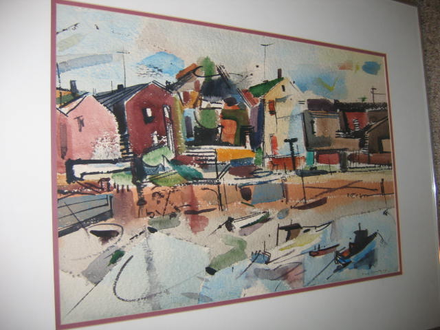 Appraisal: FRED CONWAY AMERICAN - Waterside Village watercolor on paper signed