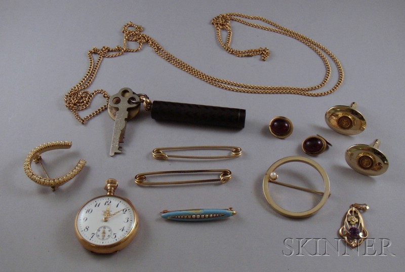 Appraisal: Small Group of Gold Estate and Costume Jewelry including a