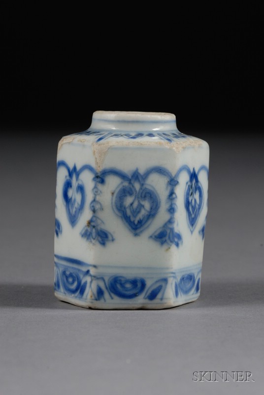 Appraisal: Porcelain Jar Korea th century hexagonal form underglaze blue decoration