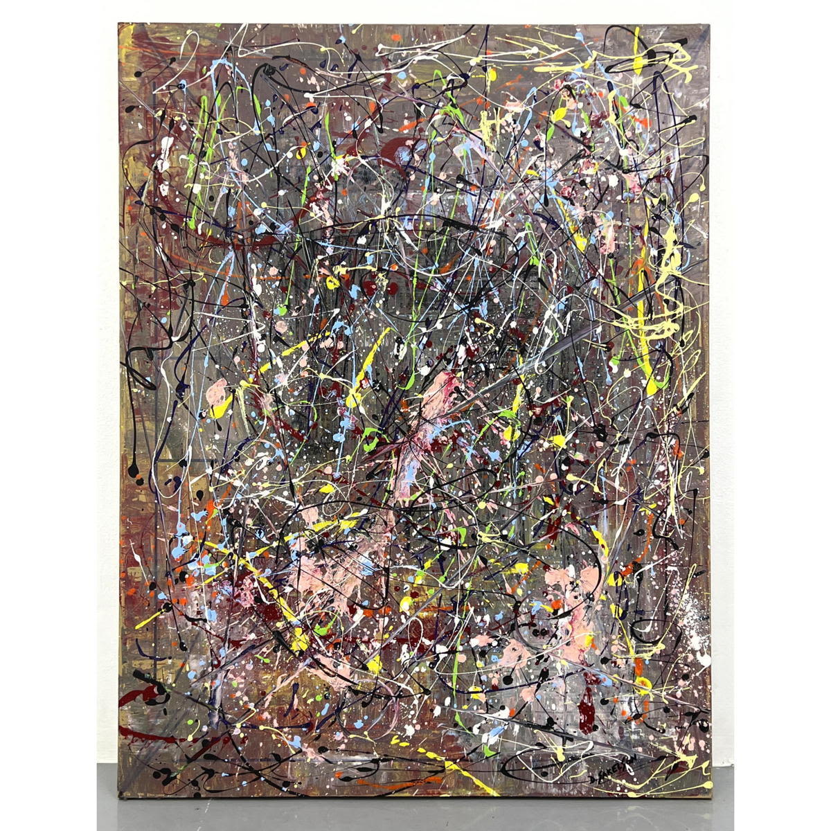 Appraisal: DENNIS SAKELSON Modernist Abstract Painting Drip Spatter Painting Bucks County