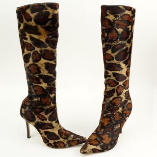 Appraisal: Pair Manolo Blahnik Animal Print Pony Hair Tall Boots Size