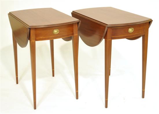 Appraisal: Pair of mahogany Pembroke style tables with demilune leaves single